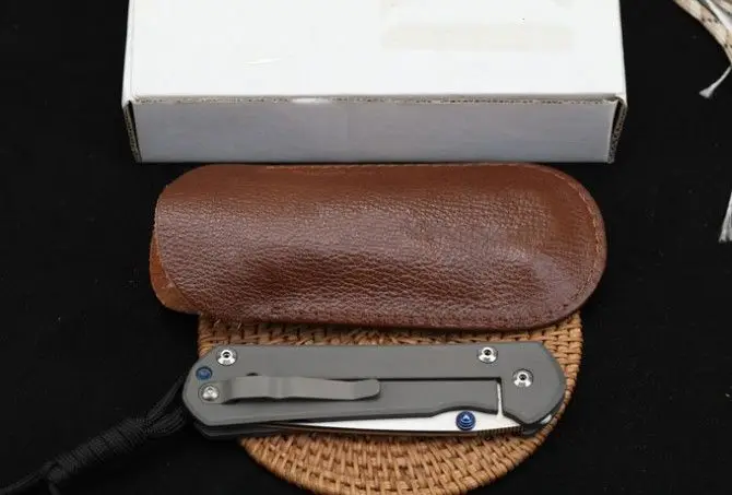 ChrisCR-cuchillo plegable de bolsillo táctico con mango de titanio, herramienta de supervivencia EDC de caza, hoja D2, 21 Aniversario