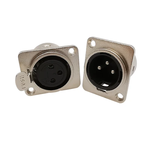 Imagen 2 del producto 10 Uds XLR 3 pines macho hembra Panel Audio micrófono Jack conector XLR enchufe de Metal plata