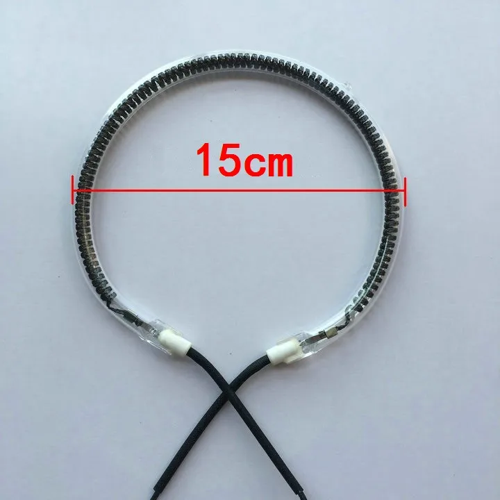 1Pc 220-240V 1200-1400W Halogen Carbon Fiber Oven Heating Tube Round Shape 15cm Diameter 1cm Tube