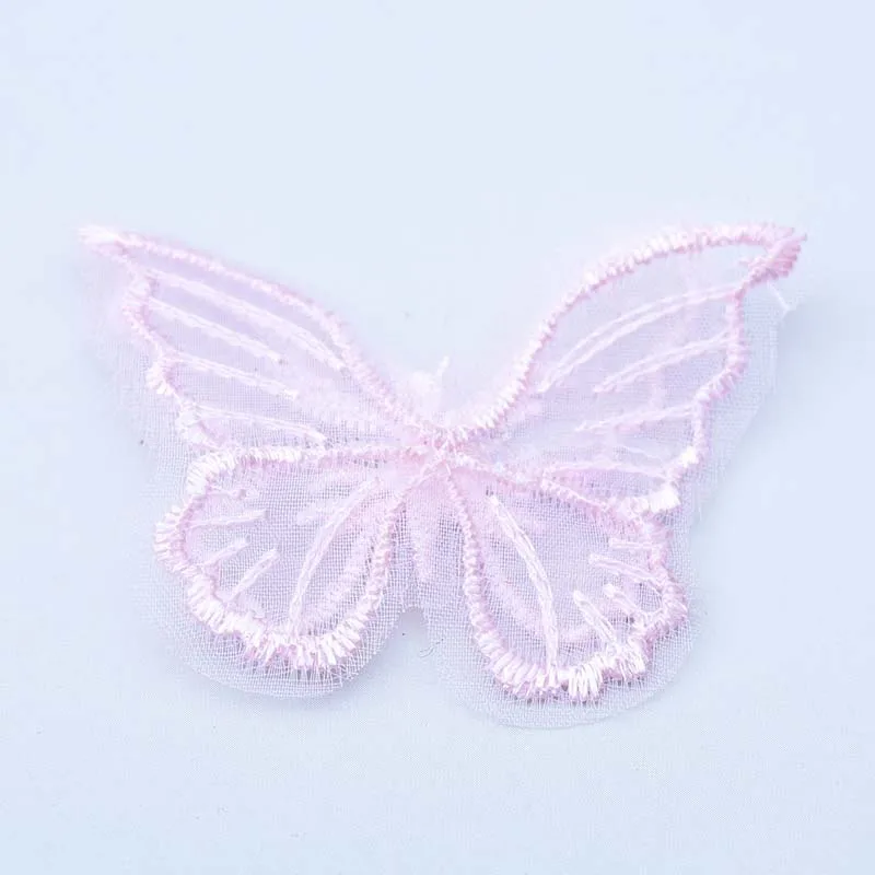 Telas de tul de mariposa de Organza bordadas de doble capa, tocado artesanal, joyería hecha a mano, pendientes, accesorios de ropa, 15 piezas