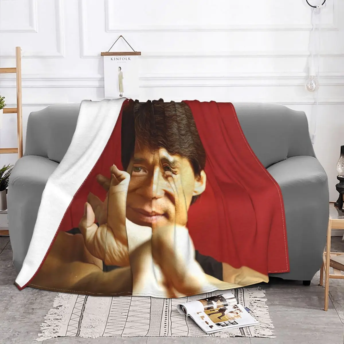 Jackie Chan Blankets Fleece Decoration Ultra-Soft Throw Blankets for Bedding Bedroom Plush Thin Quilt