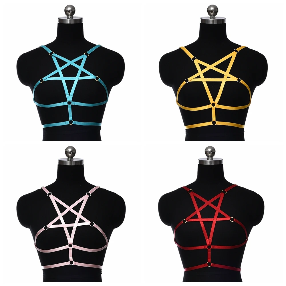 

BONDAGE STRAPPY Bra Women Elastic Harness Belt Goth Rave Wear Bandage Lingerie Adjust Chest Bra Women Pole Dance Body Cage