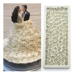 New 3D Rose Bride Wedding Dress Fondant Cake Silicone Mold Wedding Decoration Cake Decorating Tools DIY Cake Baking Tools K421