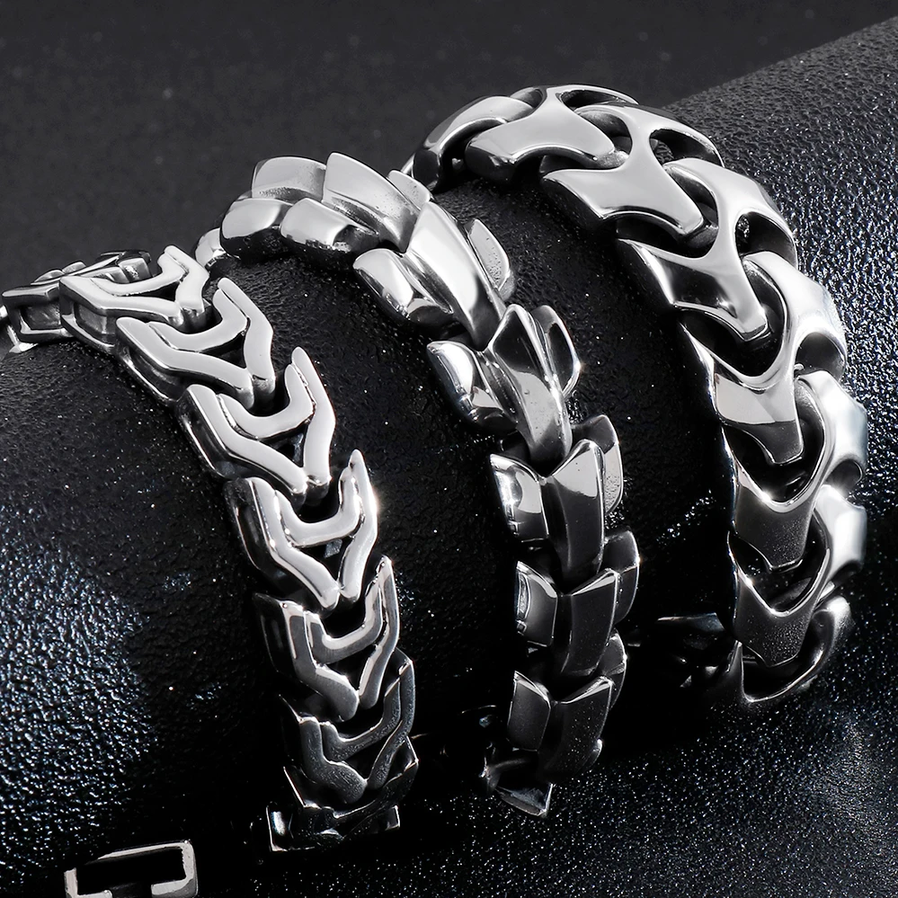 Big Size 20/22/24CM Long Heavy Stainless Steel Bracelet Men Link Chain Mens Bracelets Metal Bangles Massive On Hand Jewelry 2022