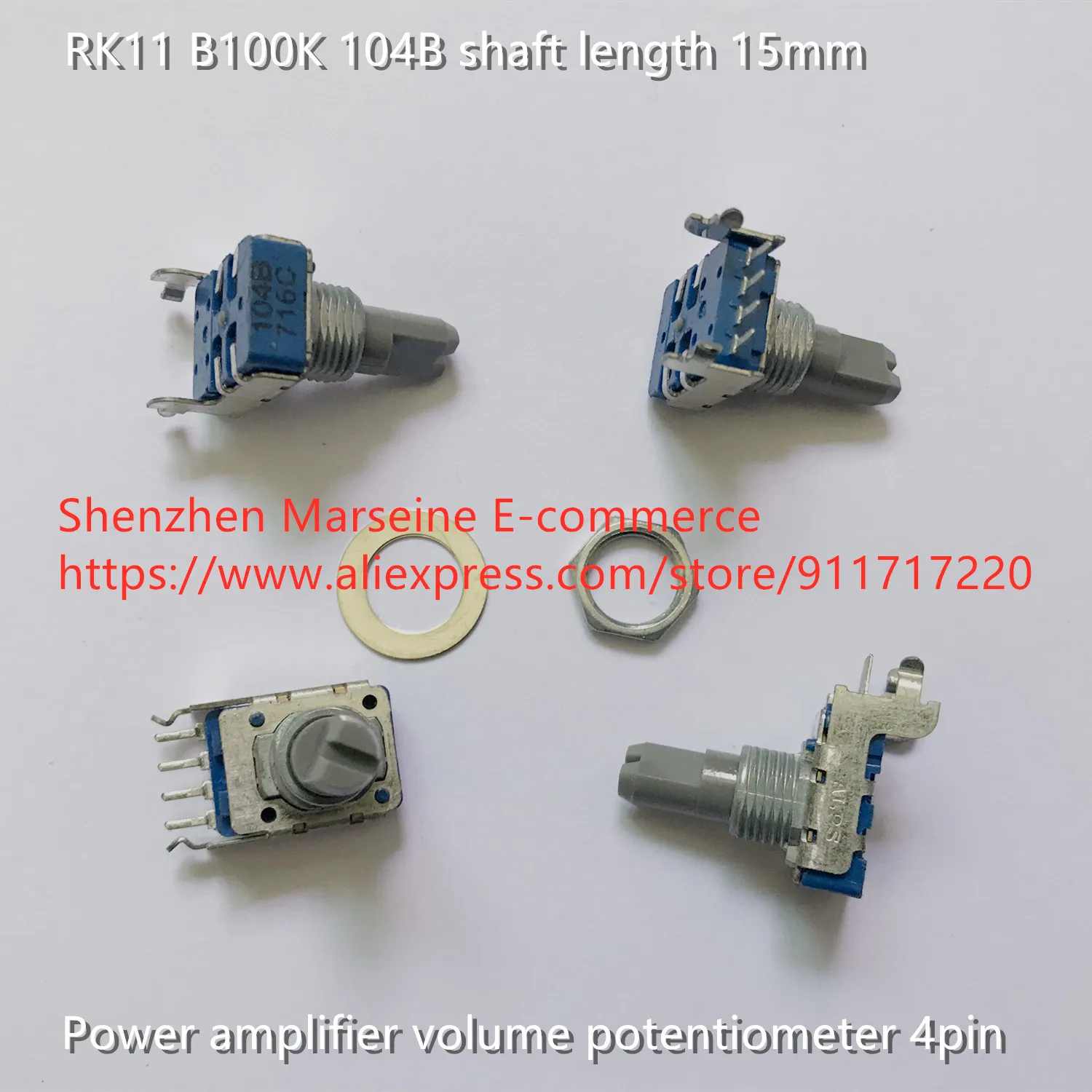 Original New 100% RK11 B100K shaft length 15mm power amplifier volume potentiometer 4pin (SWITCH)