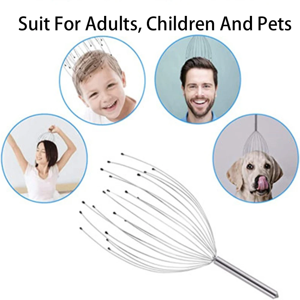 Cabeça relaxar massageador cura alívio corpo massageador couro cabeludo relaxar spa dor de cabeça metal circulação sangue relaxar massageador