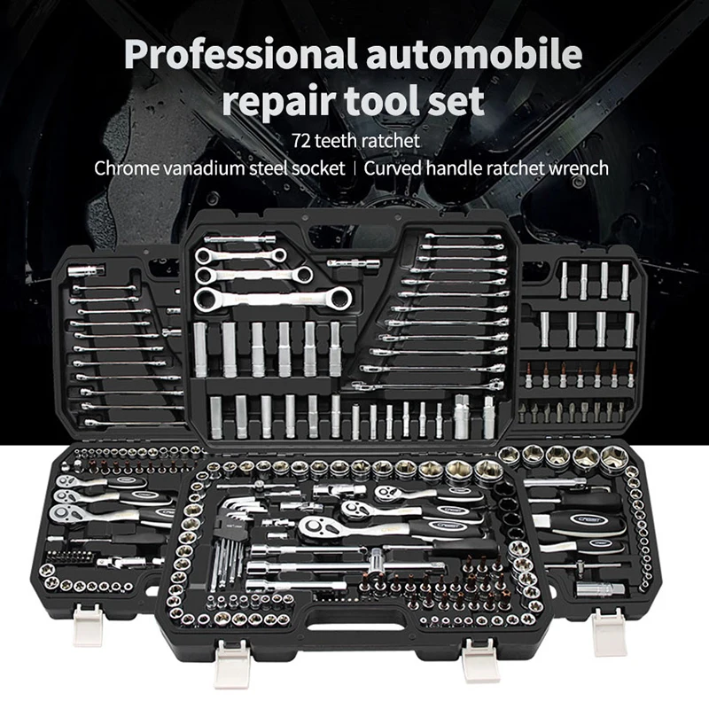 Profissional Automóvel Repair Tool Set, Multifuncional Cromo Vanádio Aço, Mão Reparação Ferramentas para Carro, 46 53Pcs