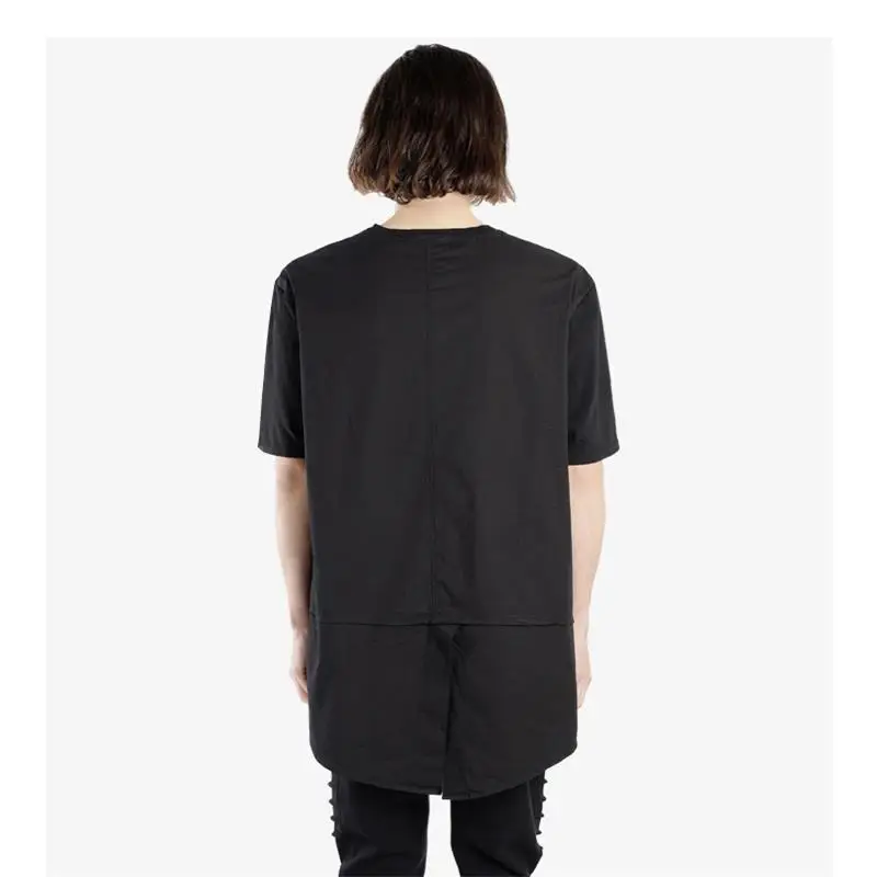 

Men's Short Sleeve T Shirt Summer New Black Round Collar Loose Leisure Dovetail Hem Design Youth Fashion T Shirt