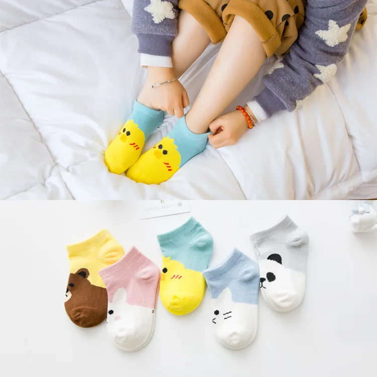 Chaussettes Courtes en Coton pour Enfant Garçon et Fille de 1 à 12 Ans, Respirantes, en Forme de Cœur, pour Automne et Hiver, Lot de 5 Paires