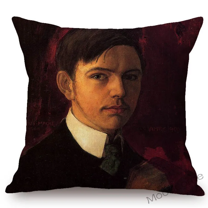 German August Macke Expressionism Oil Painting Abstract Home Decor Art Cotton Linen Car Pillow Sofa Pillow Cover Cushion Cover