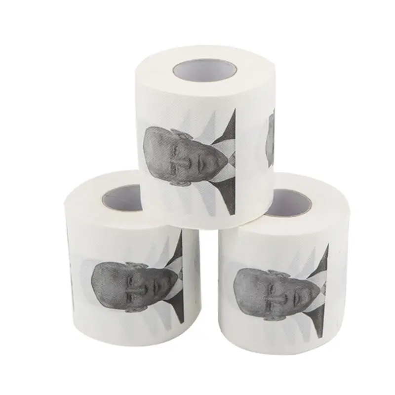 1Roll Joe Biden Pattern Printed Toilet Paper Roll Novelty Gift Bathroom Paper 3 layer