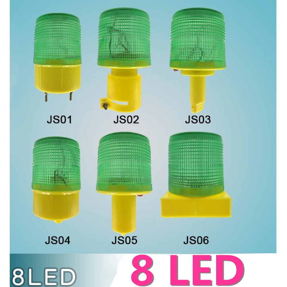 8 LED Solar Powered Traffic Warning Light, green/red LED Solar Safety Signal Beacon Alarm Lamp Waterproof boat