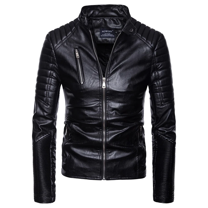 

New Fashion Punk Leather Jacket Men Slim Fit Vintage PU Jacket Male Motorcycle Leather Jackets Coats Jaqueta De Couro Masculina