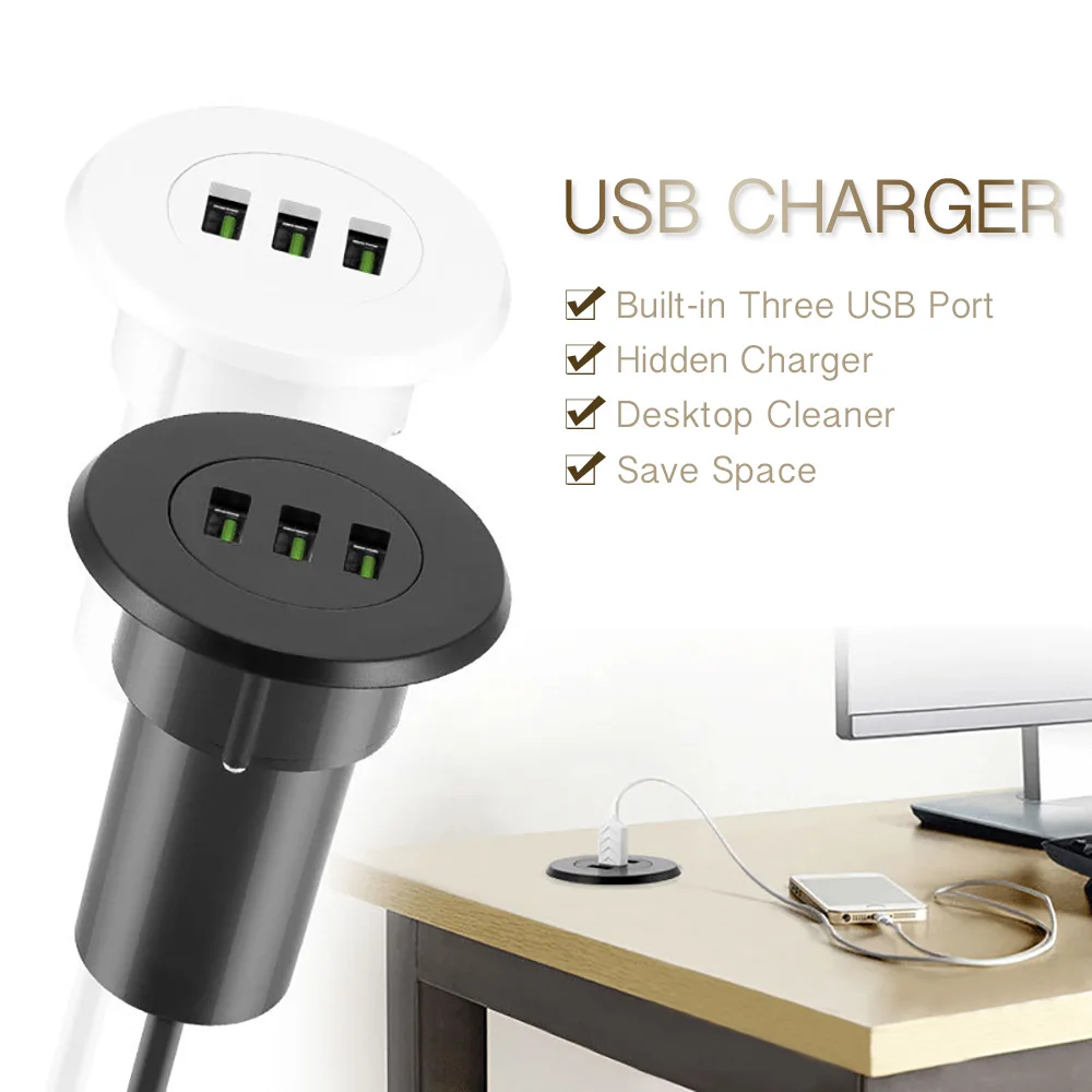 3 USB Desktop Pengisi Daya 5V 3.1A Kantor Rumah Meja Stasiun Pengisian Lubang Universal Pengisi Daya Ponsel USB Hub Pengisi Daya