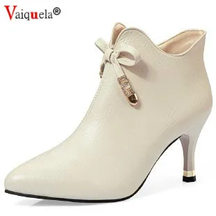 Winter Fashion Women Boots Beige Pointed Toe Elastic Ankle Boots Heels Shoes Autumn Winter Female Socks Boots