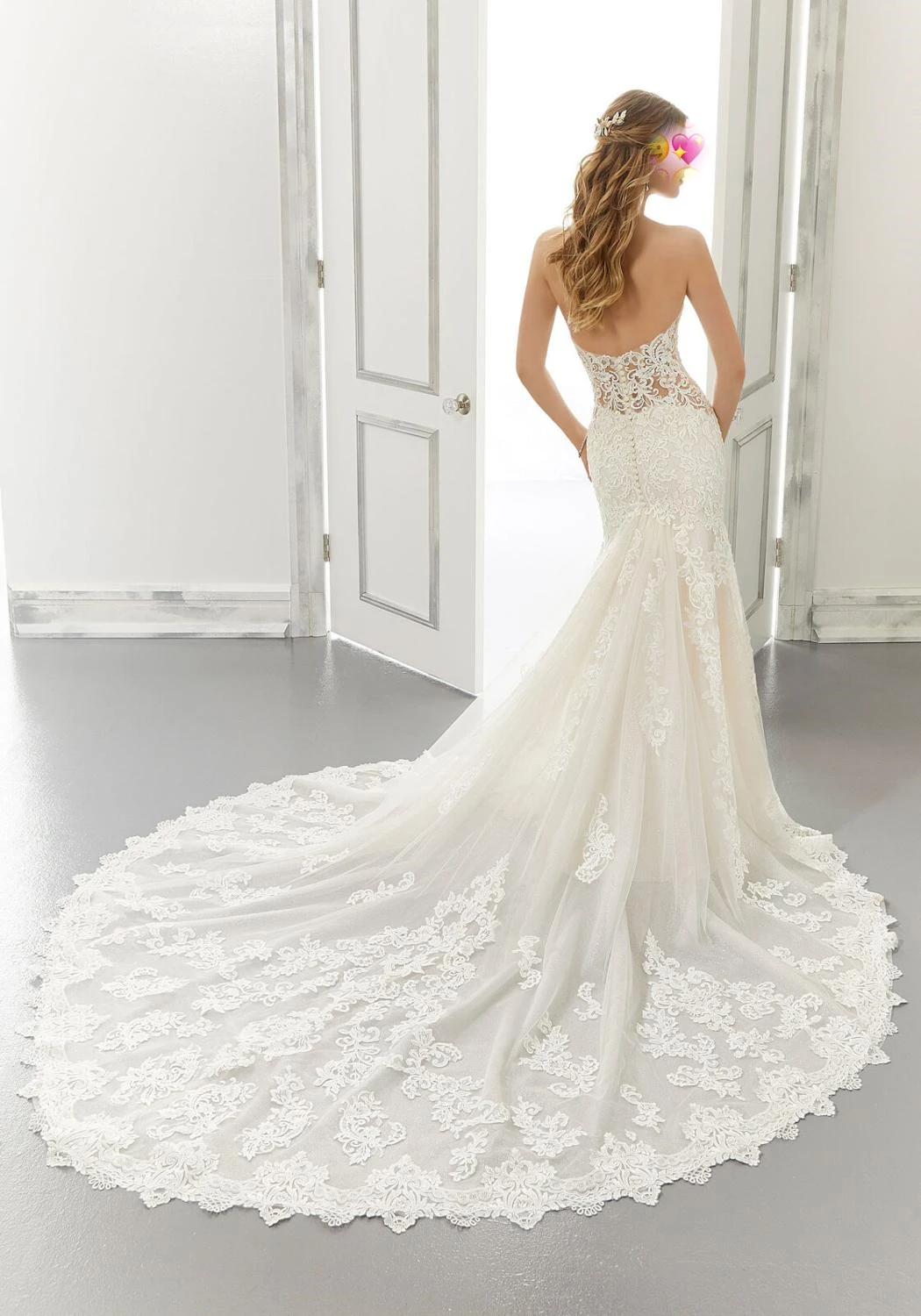 Sexy Low Back Meerjungfrau Hochzeit Kleid Spitze Mieder Brautkleider Elfenbein Tüll Appliques Schatz Lange Zug 2020 Freies Verschiffen