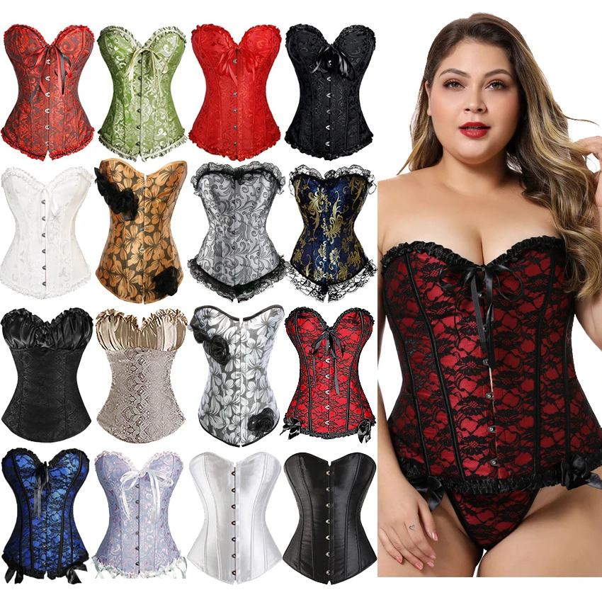 

Plus Size Bustier Corset Women Gothic Clothing Corsets Top Steampunk Burlesque Overbust Lace Up Shaper Binder Slim Waist Trainer