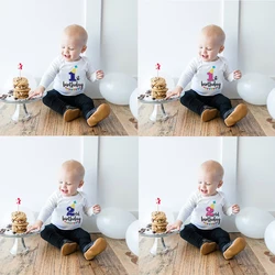 Newborn Baby Long-sleeved Baby Rompers My First Birthday Letter Print Girls Boys Clothes Baby Boy Birthday Party Clothes 0-24M