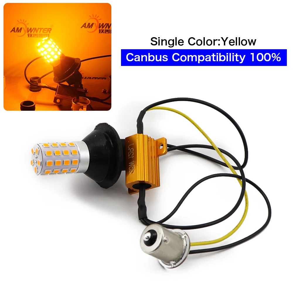 drl turn Light py21w p21w canbus 1156 ba15s Led Car Light Dual Color Switchback 1056 BAU15S Lamp Bulb Running