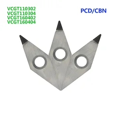 1PC PCD CBN insert VCGT110302 VCGT110304 VCGT160402 VCGT160404 CNC Lathe Turning Diamond Inserts Carbide Machining Cutter Tool