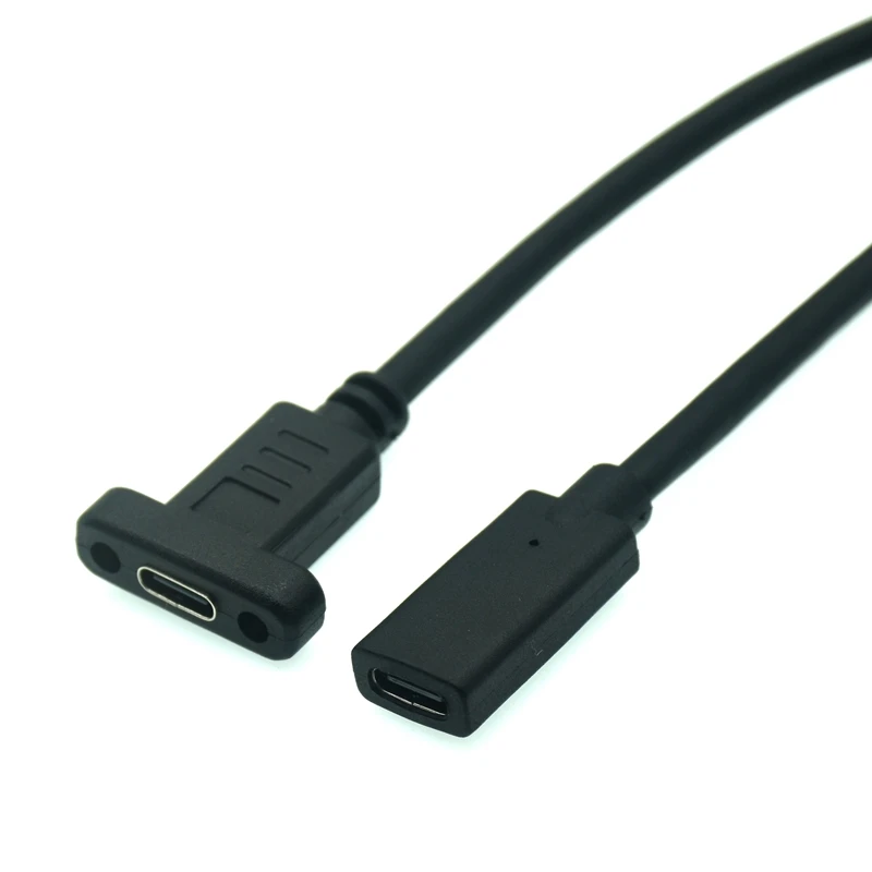 10 Gb/s 100 W 5 A PD 4K USB-C USB 3.1 Typ C 90 stopni kąt prosty Przedłużacz męski na żeński z otworem na śrubę do montażu panelowego — zdjęcie 6