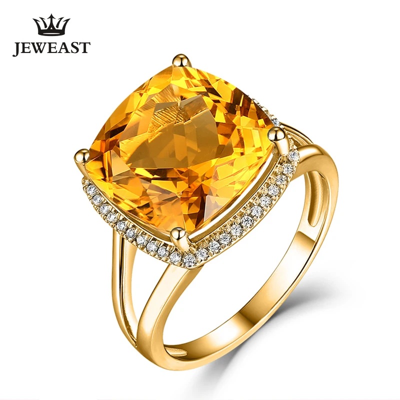 

MAQ Natural Citrine 18K Pure Gold 2023 New Hot Selling Top Ring Women Heart Shape Ring For Ladies Woman Genuine Jewelry