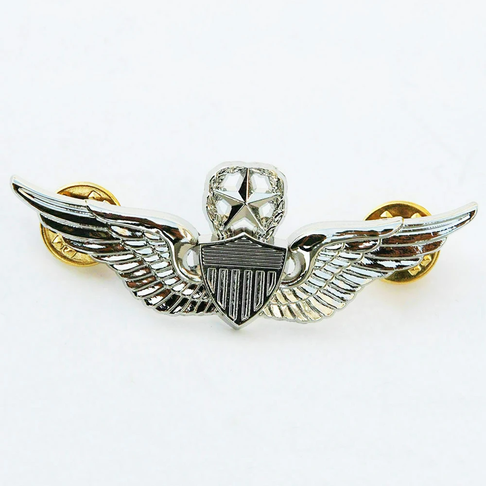 

US ARMY WINGS MILITARY COMMAND PILOT METAL WINGS BADGE PIN BROOCH SILVER