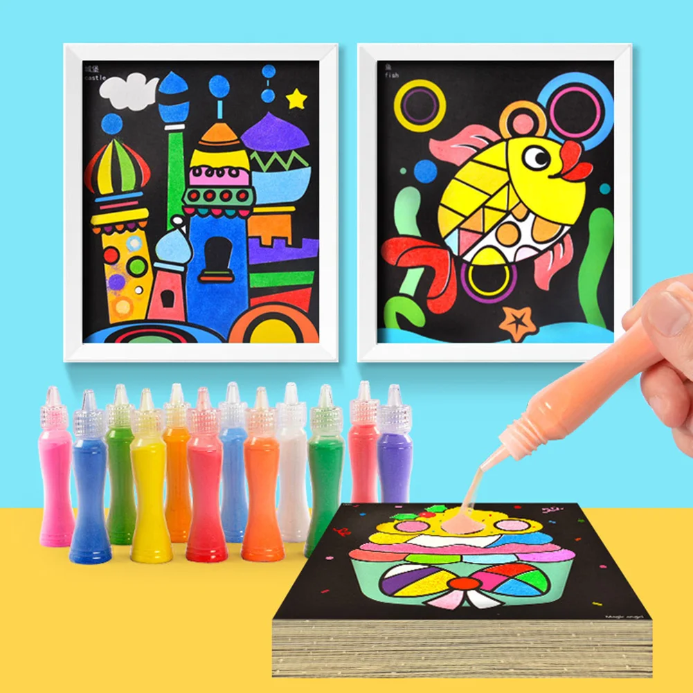 10/24/26 folha diy pintura de areia cartões desenho arte artesanato criança educação brinquedo aprendizagem precoce criativo desenho brinquedos