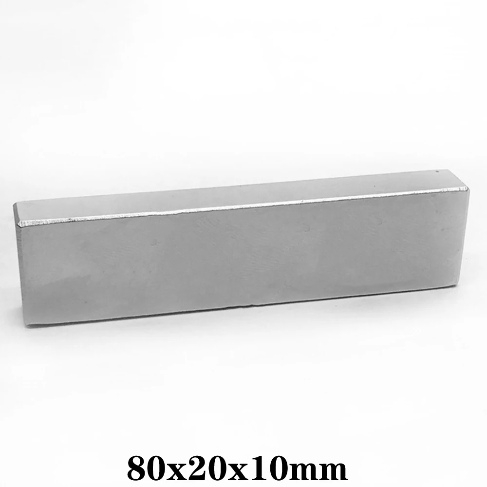 1~5PCS 80x20x10 Strong Sheet Rare Earth Magnet Length 80mm Block Rectangular Neodymium Magnets 80x20x10mm N35 Magnet 80*20*10