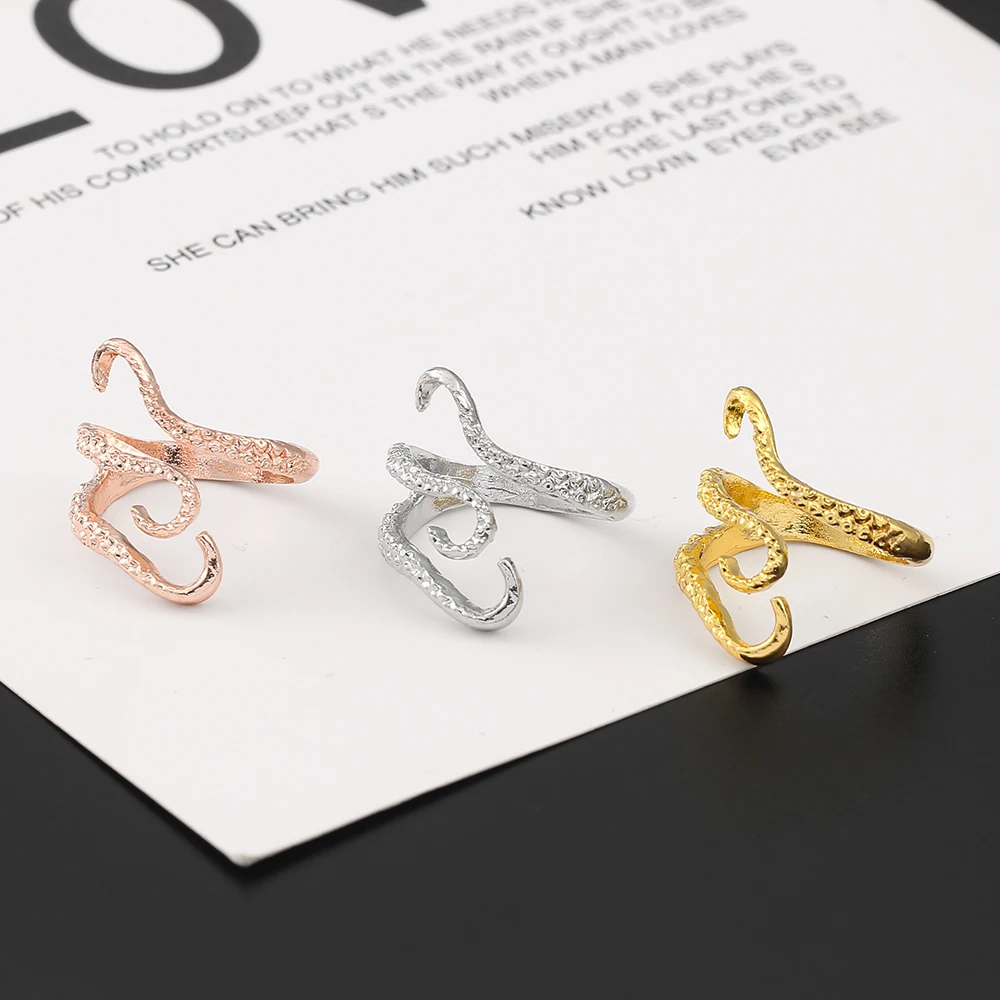 Creative Octopus Tentacle Alloy Ring Fashionable Men\'s And Women\'s Wrap Pattern Adjustable Ring Jewelry