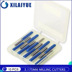 10PCS 3.175mm Shank,Wood Milling Cutters 20 Degree 0.1mm PCB Carbide Router CNC Milling Cutter V Shape Blade Cutter Kit