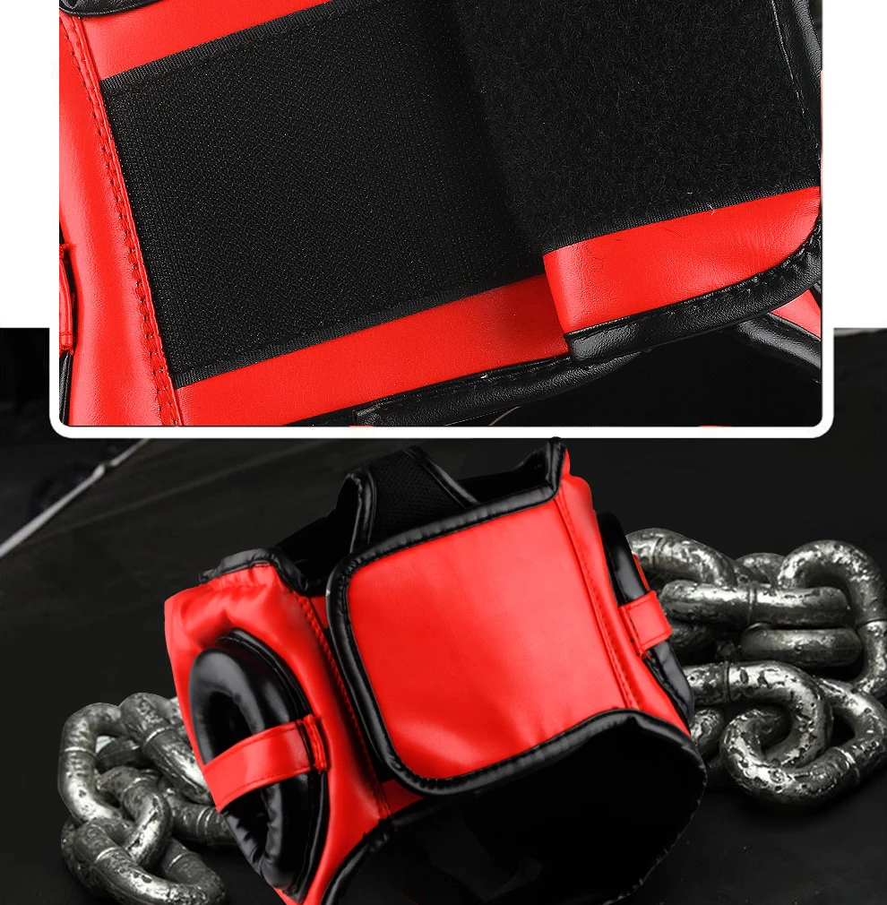 Hochwertiger PU-Leder Boxhelm Kopfschutz für Erwachsene und Kinder Professioneller Wettkampf-Kopfschutz MMA Muay Thai Kickboxen Kopfschutz – Detail 12