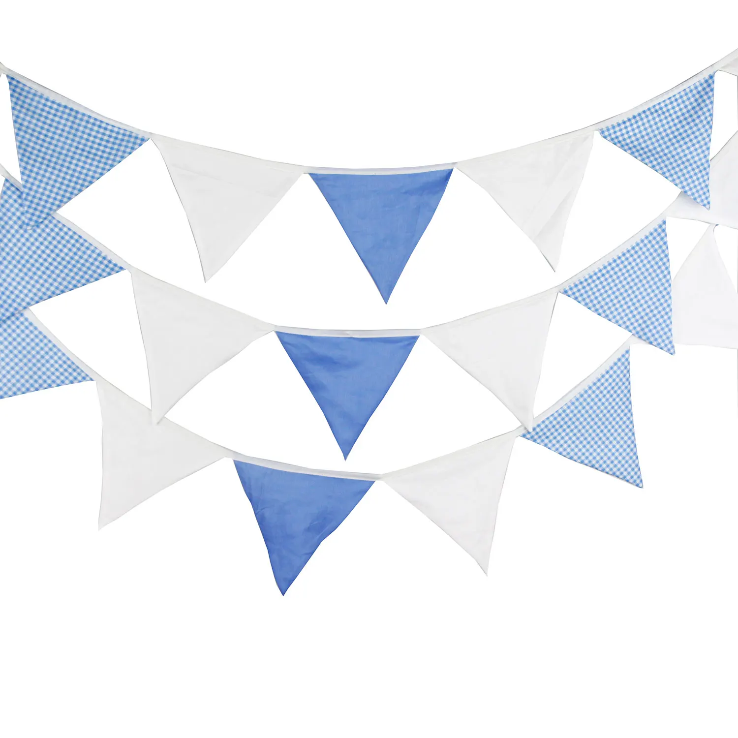New 24 Flags - 5.4M Pink White Cotton Fabric Banners Bunting Decor Birthday Decoration Party Baby Shower Room Garden Decoration image 6