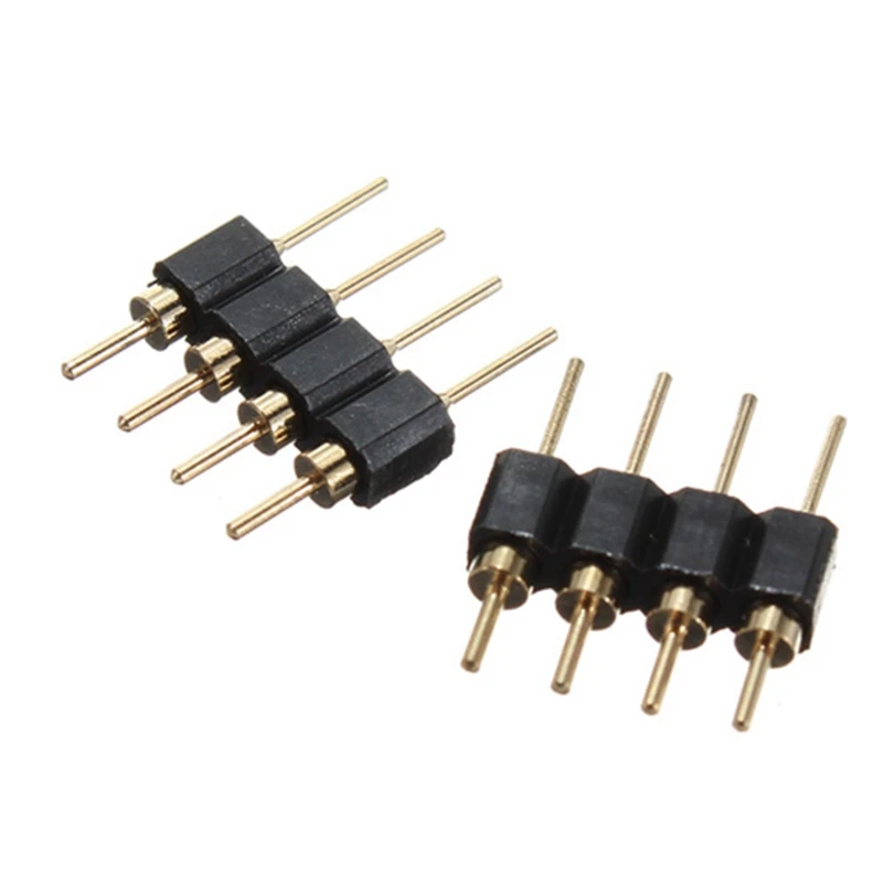 30pcs 4 pin Light RGB Connect Adapter accessori maschili per RGB 5050 LED Strip Light Connect placcato in oro Dropshipping nero