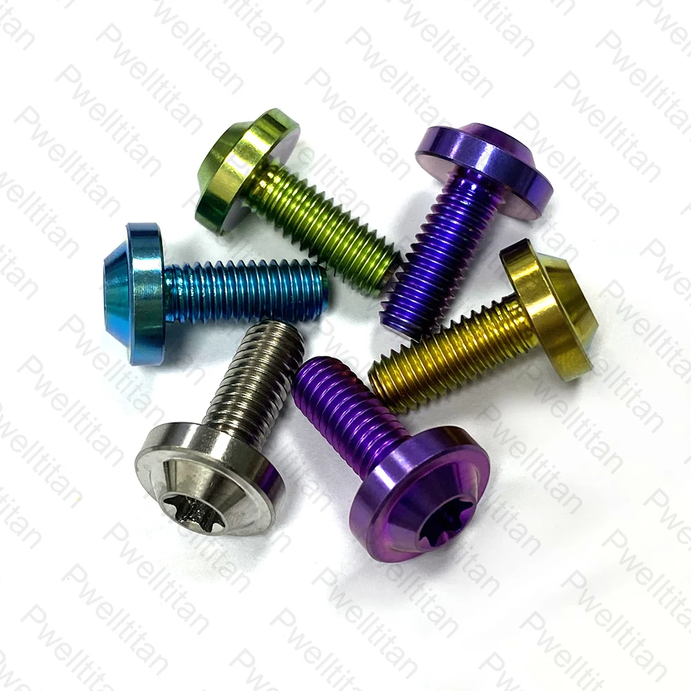 

M6 X 15 MM Titanium Bolts Ti Alloy T30 Torx Umbrella Head Metal Screws for Bicycle Motorcycle Disc Brake 10 PCS