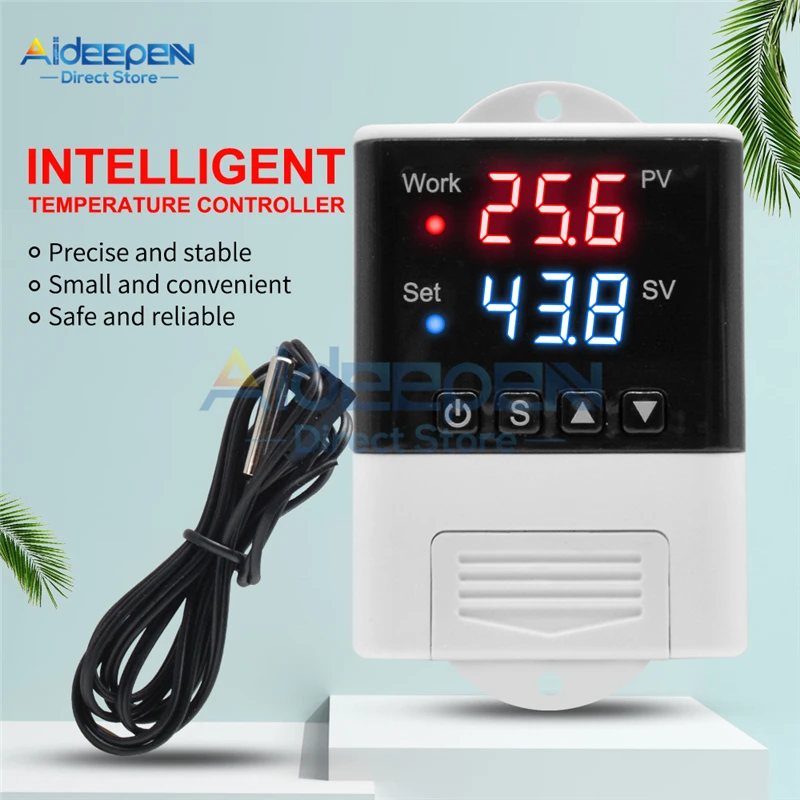 DTC1110 DTC1100 AC 110V-220V LED Digital Temperature Controller Thermostat Thermometer Cooling Heating Temp Regulator DTC1200