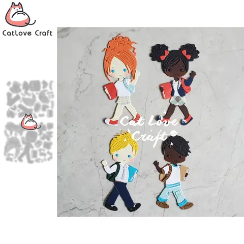 Boy Girl Holding book student Metal Cutting Dies Scrapbooking Stencil Die Cuts Card Making DIY Craft Embossing New Dies For 2021