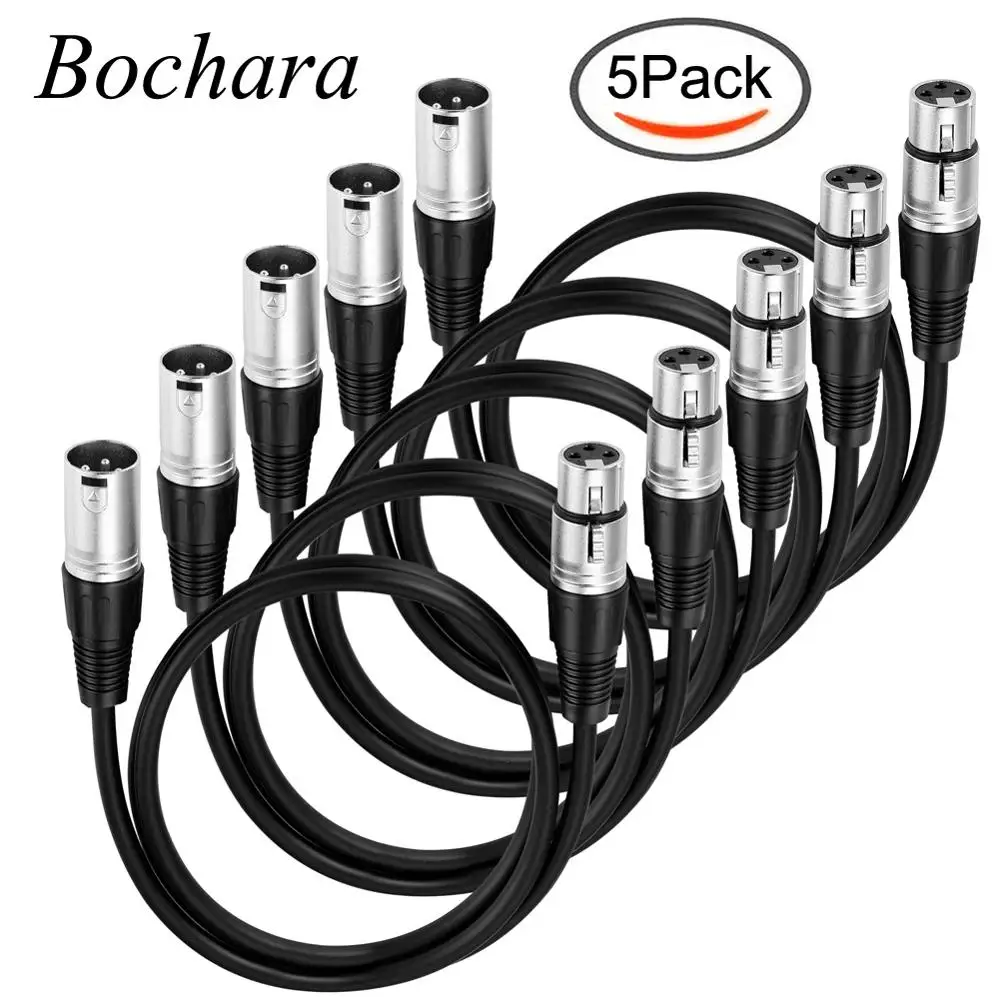 Bochara 3Pin kabel xlr męski na żeński M/F ekranowany kabel Audio OFC do mikser do mikrofonu światło sceniczne wzmacniacz 1m 1.8m 3m 5m 10m