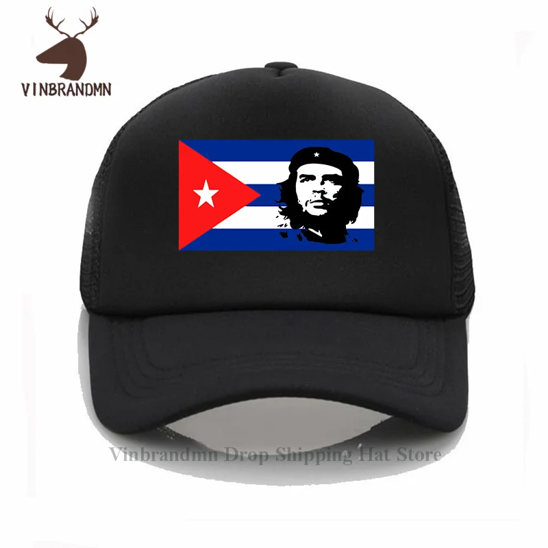 Vintage Che Guevara Portrait with Cuban Flag Baseball cap Retro Graphic Print Cuba Great Communist Revolution Leader Fishing hat