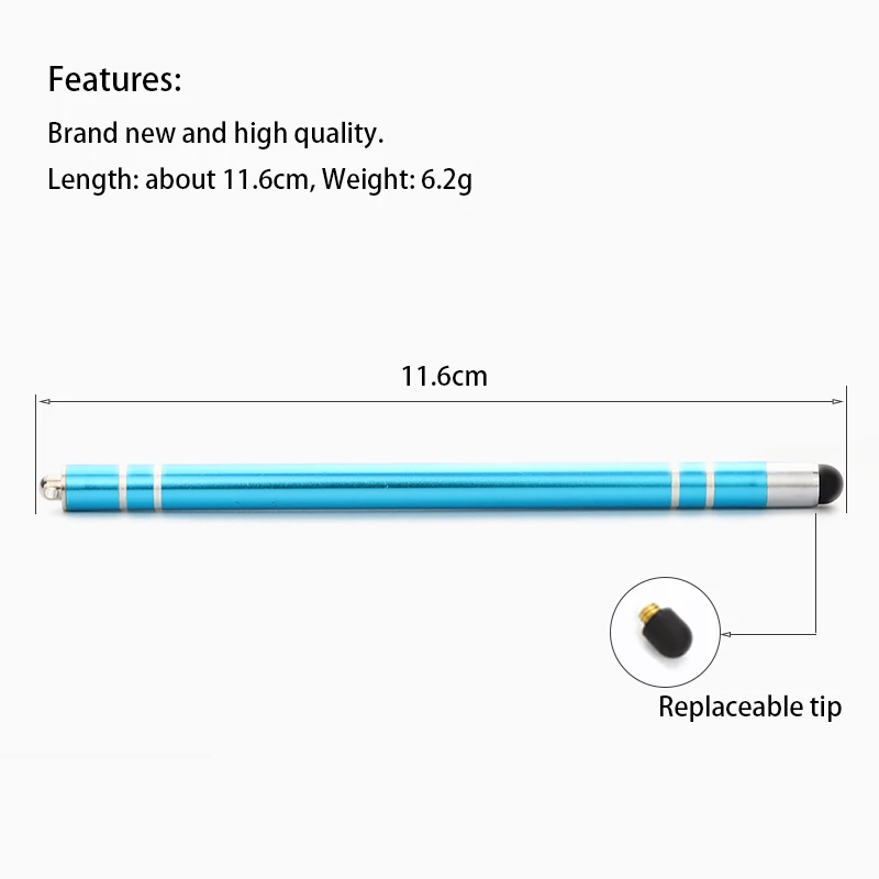 Multi-color Compact Vrouwen Metalen Capacitieve Touch Telefoon Tablet Rubber Tip Stylus Custom Logo Voor Ipad Iphone