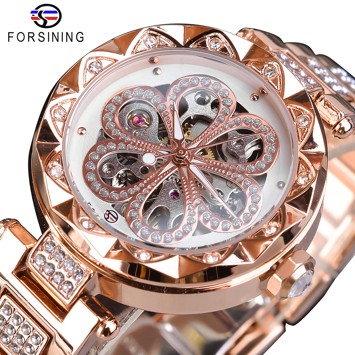 

Forsining Fashion Women Watch Top Brand Diamond Female Wristwatch Automatic Machanical Watches Waterproof Luminous Hands Clock