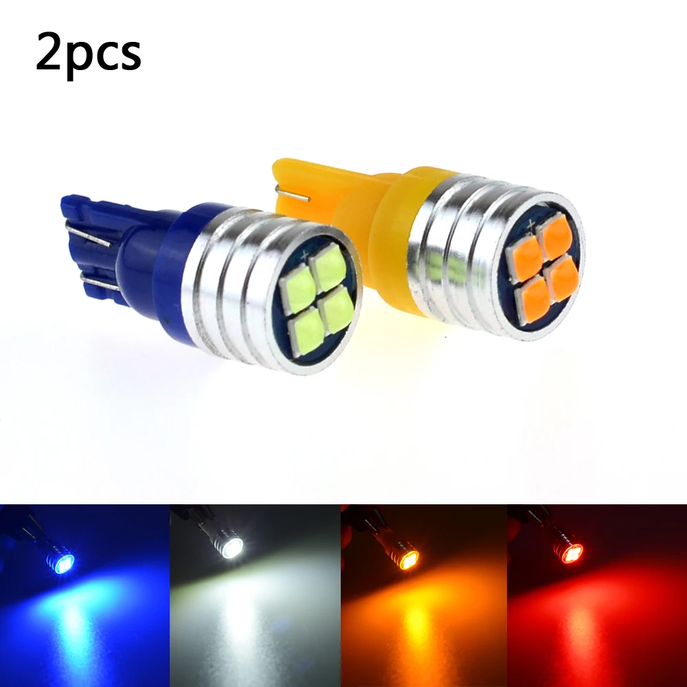 2pcs Car LED Bulb T10 W5W LED Signal Light Canbus 12V 6000K Auto Claerance Wedge Side Reverse Lamps 3030 3D 4SMD Blue No error