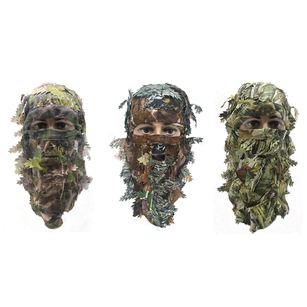 Airsoft Camouflage 3D Stereo Mask Outdoor Breathable Sun Protection Fishing Hunting Bionic Balaclava Headgear Disguise Leaf Mask