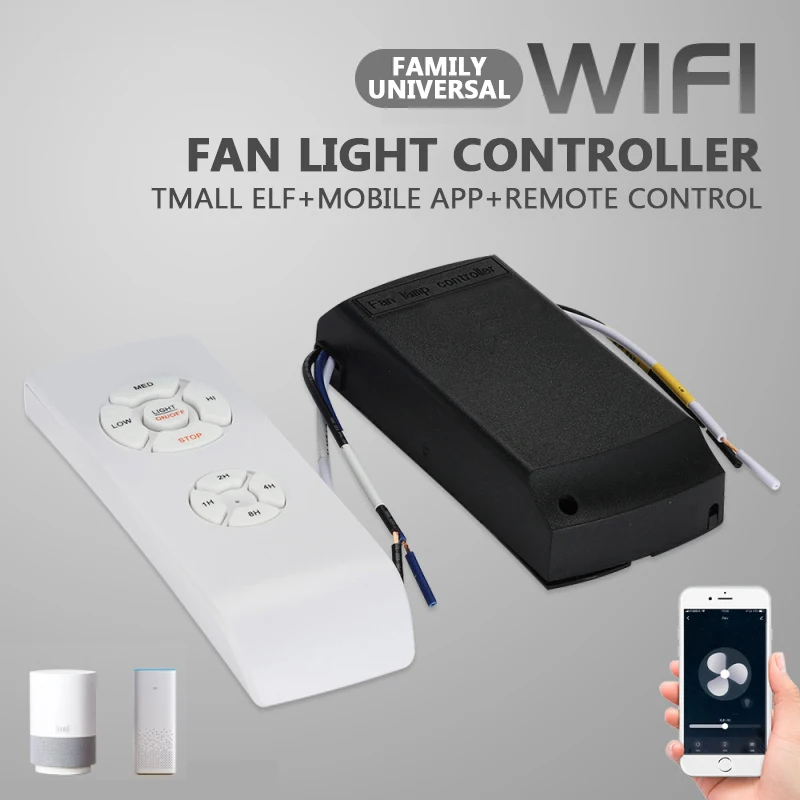 Tuya Smart Life Ceiling Fan Controller WIFI Fan Light Kit With RF Remote Control APP Speed Switch Dimmer Work With Alexa Google