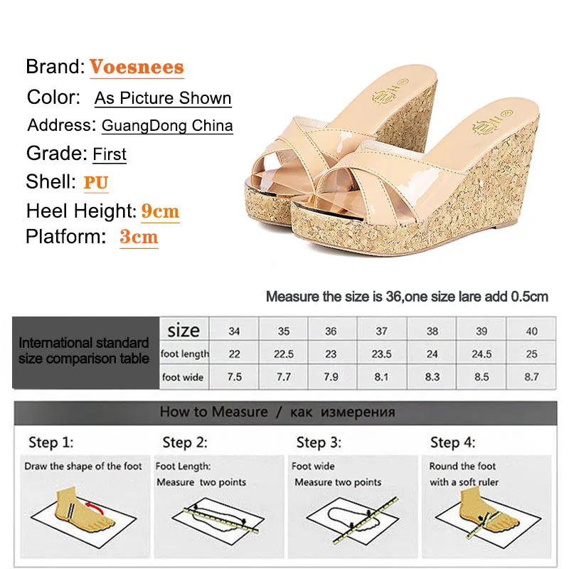 Voesnees Women Slipper Shoes 2021 New Cross Vamp Female Sexy Open-Toe Sandals 9CM Fashion Summer Casual Wedges High-Heeled Shoes