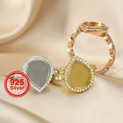 Keepsake Mother Milk Resin Ring Settings Solid 925 Sterling Silver Rose Gold Plated Halo Pear Bezel Art Deco Band 1294280