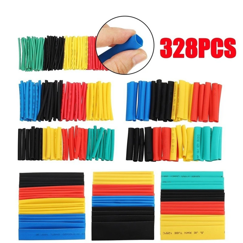 

328pcs Heat Shrink wrapped Shrinking Insulation Sleeving Thermal Casing Car Electrical Cable shrink tube Tube kit Wrap trousse