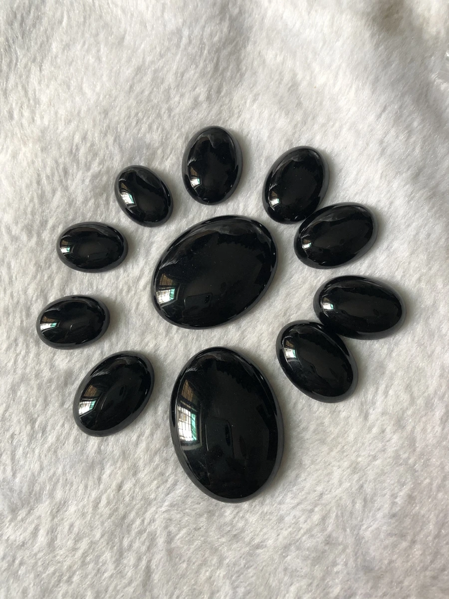 Wholesale 2pcs Natural Black Onyx Agate Bead Cabochon,30x40mm 15x20mm 13x18mm 8x10mm Oval Gem Stone Cabochon Ring Face Jewelry