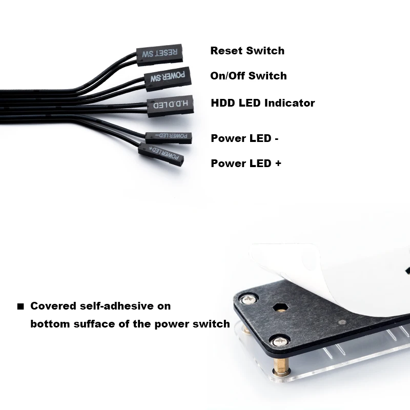 Desktop Power Switch Button, PC Power Supply On/Off ,Reset Extension Switcher w/ HDD LED Indicator & PMMA Case for Motherboard