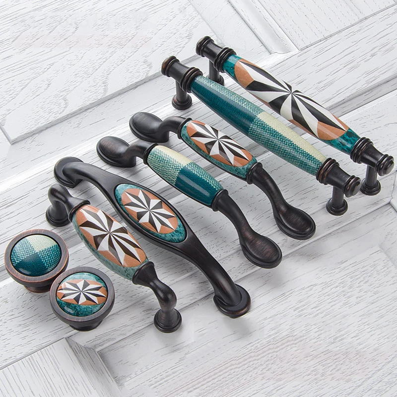 Ceramic Door Handles European Antique Furniture Handles Drawer Pulls Kitchen Cabinet Knobs and Handles